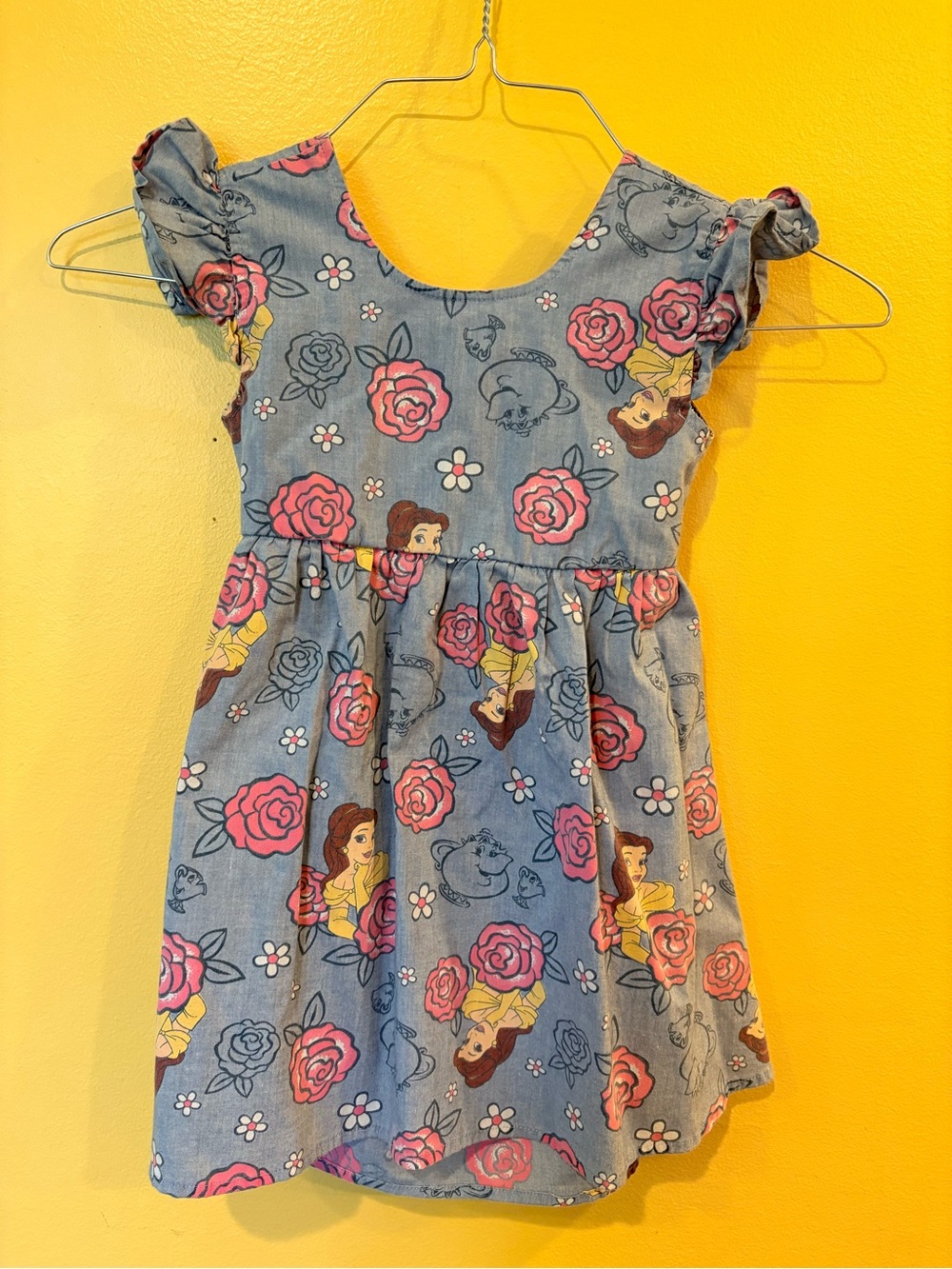 Disney Belle Floral Print Blue and Pink Casual Dress